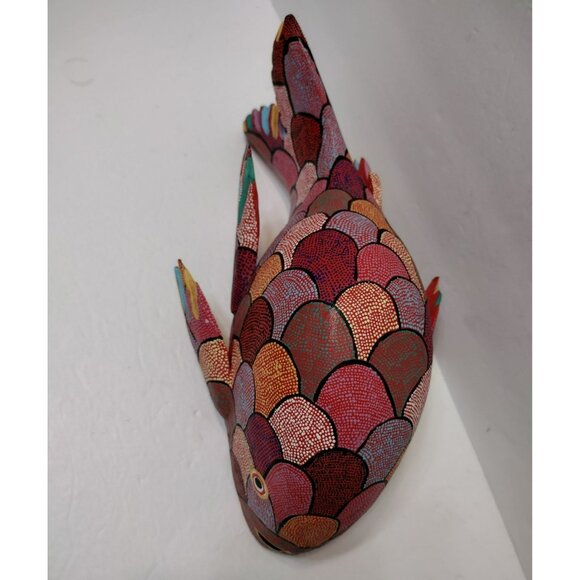 Pepe Santiago Oaxacan Alebrije Folk Art Fish Statue, Hand Painted Wood Carving - Picture 11 of 12